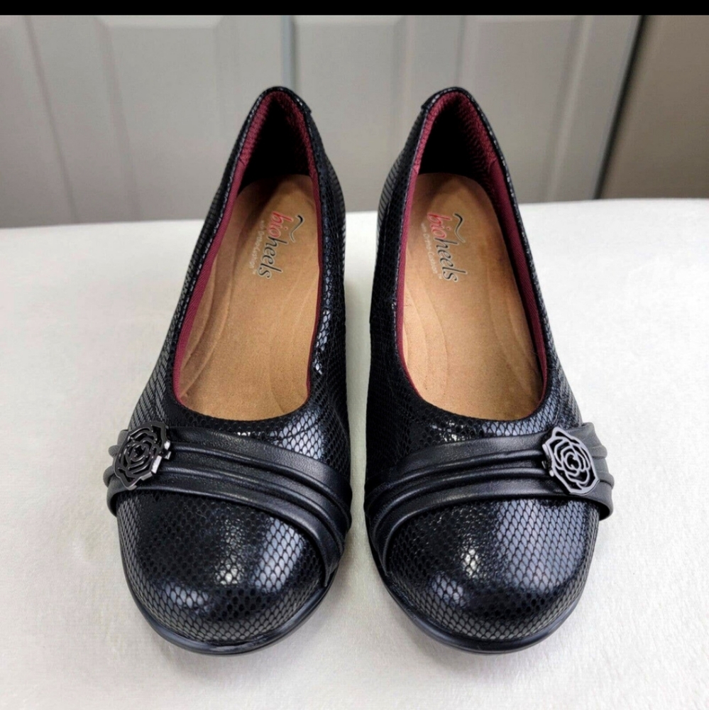 BioHeels Orthofeet Maya Python Embossed Pumps Heels w/ Spacers Size 7.5D Wide